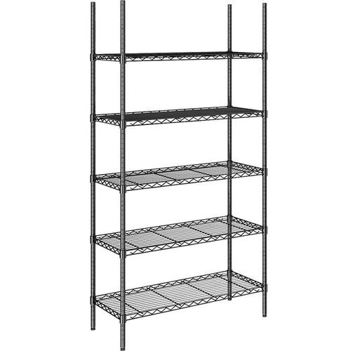 4061753091369 - Stahldraht-Gitterregal schwarz Fachlast 100 kg BxT 910 x 460 mm Grundregal Höhe 1880 mm 5 Fachböden kaiserkraft
