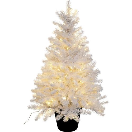 4003529513552 - Künstlicher Tannenbaum im Topf weiß mit 100 Lichtern Gesamthöhe 900 mm kaiserkraft