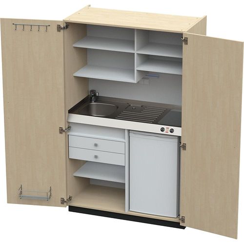4021177250186 - Schrankküche mit Flügeltüren 2 Glaskeramikkochfelder Becken links Birke 1956x1200x650 mm kaiserkraft 4021177250186 - Schrankküche mit Flügeltüren 2 Glaskeramikkochfelder Becken links Birke 1956x1200x650 mm kaiserkraft