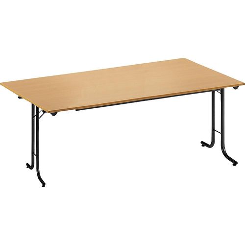 3700245510889 - Klapptisch mit abgerundeten Kanten Rundrohr-Gestell Plattenform rechteckig 1600 x 800 mm Gestell schwarz Platte Buche-Dekor kaiserkraft 3700245510889 - Klapptisch mit abgerundeten Kanten Rundrohr-Gestell Plattenform rechteckig 1600 x 800 mm Gestell schwarz Platte Buche-Dekor kaiserkraft