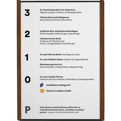 4060081710775 - moedel Wandschild LMH DIN A4 Hochformat Holzrahmen Aliuminium Klebe- oder Schraubmontage B 2215 x H 2995 mm Nussbaum schwarz Nussbaum