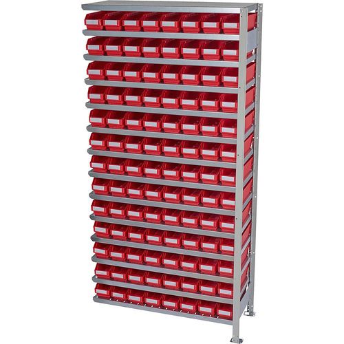 4250621501097 - Steckregal mit Regalkästen Regalhöhe 2100 mm Anbauregal Tiefe 400 mm 104 Kästen rot STEMO