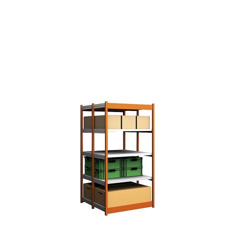 4250623734486 - Stabil-Steckregal doppelseitig Regalhöhe 2000 mm orange verzinkt Bodenbreite 1025 mm Grundregal Breite x Tiefe 1025 x 500 mm hofe