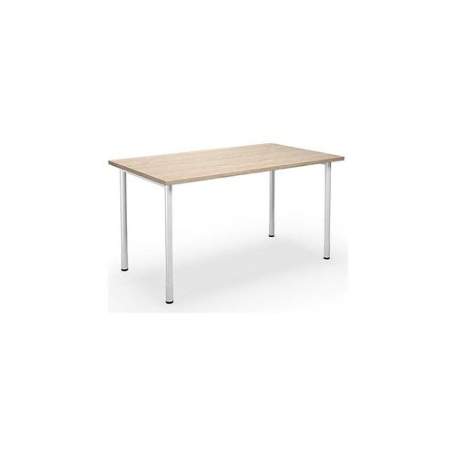 4061753262097 - Mehrzwecktisch DUO-C gerade Platte HxT 700 - 800 x 800 mm Breite 1400 mm Eiche weiß kaiserkraft