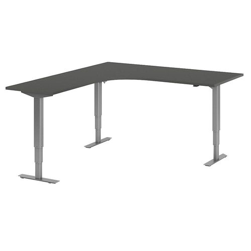 4061753259455 - Schreibtisch Atlanta elektrisch höhenverstellbar L-Form BxT 1800 x 2000 mm dunkelgrau silber links kaiserkraft