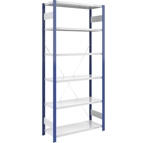 4061753029027 - eurokraft pro Lager-Steckregal Regalständer blau HxB 2500 x 1000 mm Boden lichtgrau Grundregal Tiefe 500 mm