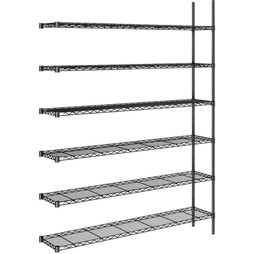 4061753091475 - Stahldraht-Gitterregal schwarz Fachlast 100 kg BxT 1520 x 360 mm Anbauregal Höhe 2180 mm 6 Fachböden kaiserkraft