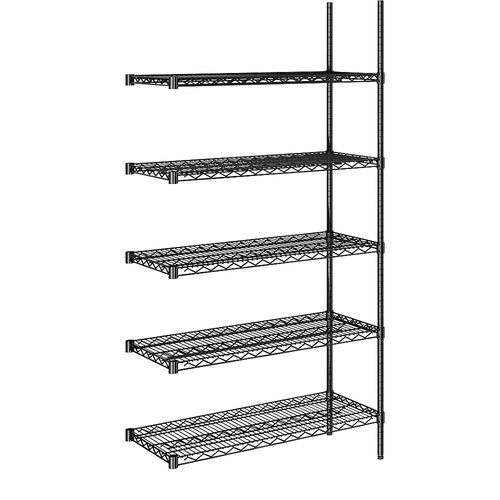 4061753091130 - Stahldraht-Gitterregal schwarz Fachlast 250 kg BxT 910 x 460 mm Anbauregal Höhe 1880 mm 5 Fachböden kaiserkraft