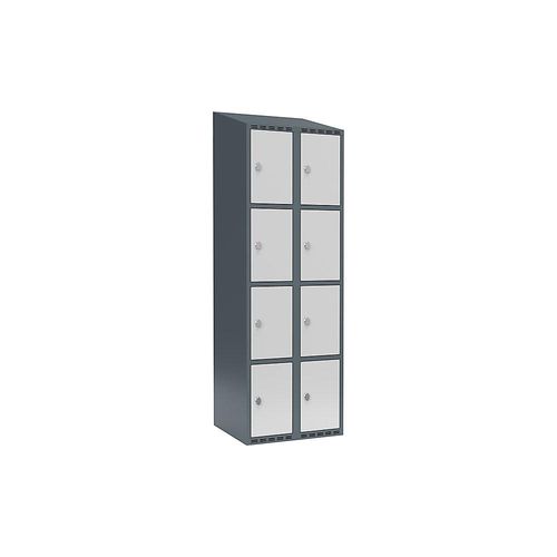 7042424834017 - 4er-Schließfachschrank Fydor 2 Abteile blaugrau   lichtgrau B 600 mm 2 Abteile schräge Dachform Vorhängeschloss kaiserkraft