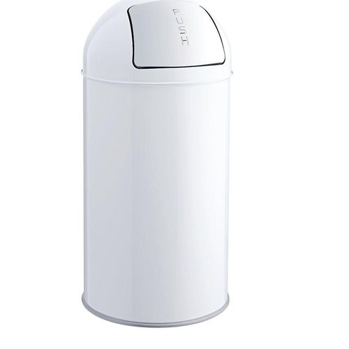 4012086091649 - helit Push Abfallbehälter Stahl selbstschließend weiß 50 l HxØ 745 x 360 mm