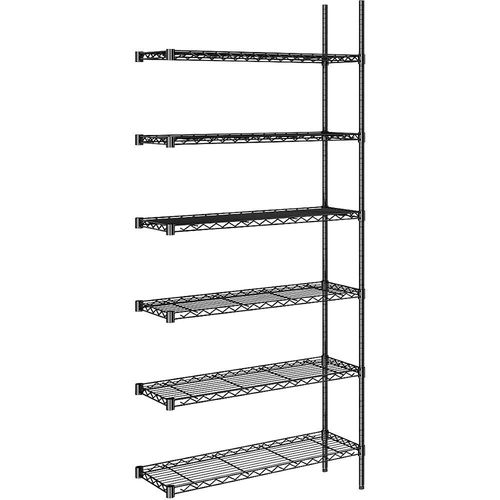 4061753091352 - Stahldraht-Gitterregal schwarz Fachlast 100 kg BxT 910 x 360 mm Anbauregal Höhe 2180 mm 6 Fachböden kaiserkraft
