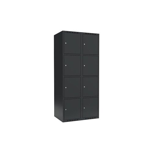 7042424853261 - 4er-Schließfachschrank Fydor 2 Abteile grau B 800 mm 2 Abteile flache Dachform Zylinderschloss kaiserkraft
