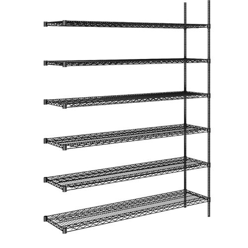 4061753091277 - Stahldraht-Gitterregal schwarz Fachlast 250 kg BxT 1520 x 460 mm Anbauregal Höhe 2180 mm 6 Fachböden kaiserkraft 4061753091277 - Stahldraht-Gitterregal schwarz Fachlast 250 kg BxT 1520 x 460 mm Anbauregal Höhe 2180 mm 6 Fachböden kaiserkraft