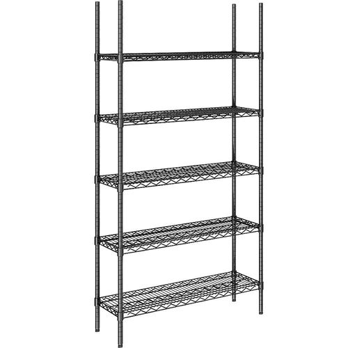 4061753091086 - Stahldraht-Gitterregal schwarz Fachlast 250 kg BxT 910 x 360 mm Grundregal Höhe 1880 mm 5 Fachböden kaiserkraft
