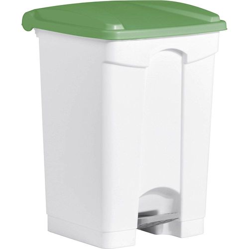 4012086080056 - helit Tretabfallbehälter Volumen 45 l BxHxT 410 x 605 x 400 mm weiß Deckel grün
