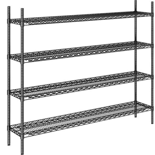 4260563728896 - Stahldraht-Gitterregal schwarz Fachlast 250 kg BxT 1520 x 360 mm Grundregal Höhe 1370 mm 4 Fachböden kaiserkraft