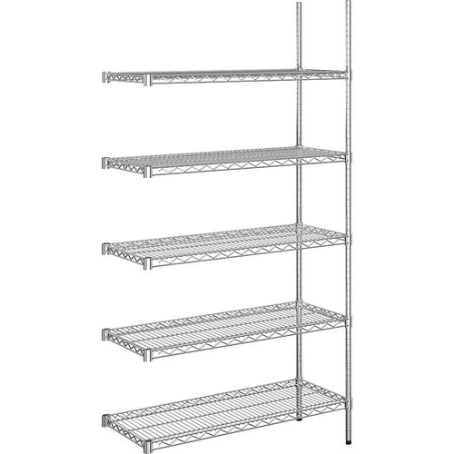 4061753092014 - Stahldraht-Gitterregal verchromt Fachlast 150 kg BxT 910 x 460 mm Anbauregal Höhe 1880 mm 5 Fachböden kaiserkraft 4061753092014 - Stahldraht-Gitterregal verchromt Fachlast 150 kg BxT 910 x 460 mm Anbauregal Höhe 1880 mm 5 Fachböden kaiserkraft