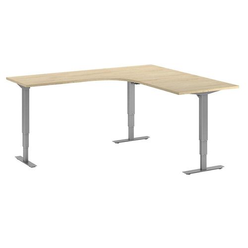 4061753259660 - Schreibtisch Atlanta elektrisch höhenverstellbar L-Form BxT 1800 x 2000 mm Eiche silber rechts kaiserkraft