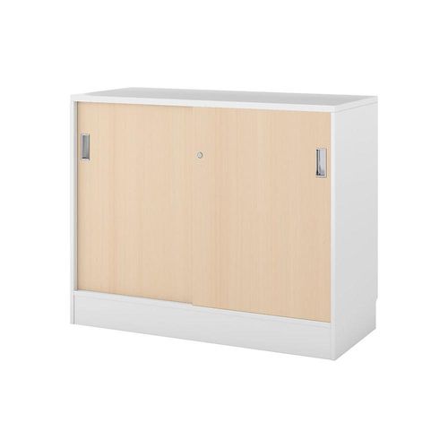 5905745101553 - Schrank Chicago mit Schiebetüren HxBxT 948 x 1215 x 400 mm weiß gebürstet   Birke kaiserkraft