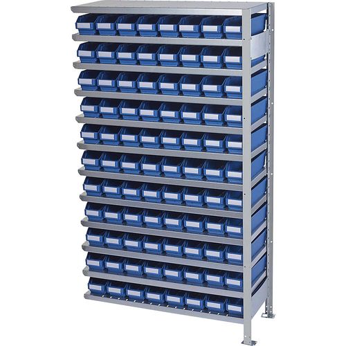 4250621500779 - Steckregal mit Regalkästen Regalhöhe 1790 mm Anbauregal Tiefe 400 mm 88 Kästen blau STEMO