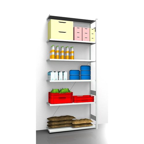 4061753031297 - eurokraft pro Hygiene-Steckregal Regalhöhe 2700 mm 6 Fachböden BxT 1225 x 485 mm Anbauregal