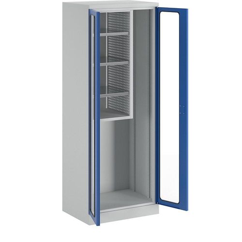4061753071392 - Geräte- und Putzmittelschrank Breite 750 mm Sichtfenstertüren lichtgrau   enzianblau kaiserkraft