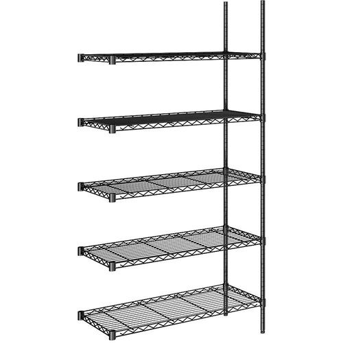 4061753091376 - Stahldraht-Gitterregal schwarz Fachlast 100 kg BxT 910 x 460 mm Anbauregal Höhe 1880 mm 5 Fachböden kaiserkraft