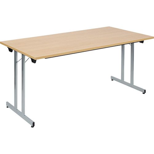 4061753246738 - Klapptisch F25 BxT 1600 x 800 mm Platte Buche-Dekor Gestell alusilber kaiserkraft