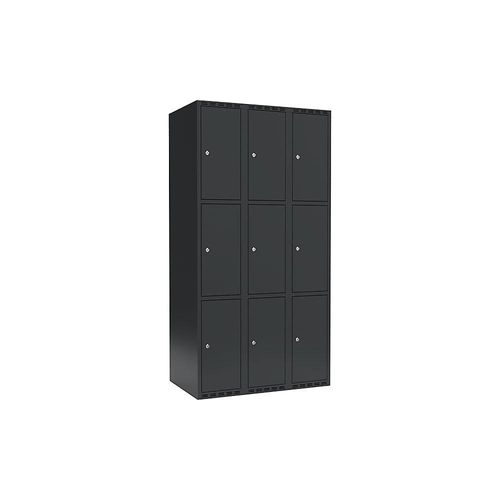 7042424852905 - 3er-Schließfachschrank Fydor 3 Abteile grau B 900 mm 3 Abteile flache Dachform Zylinderschloss kaiserkraft