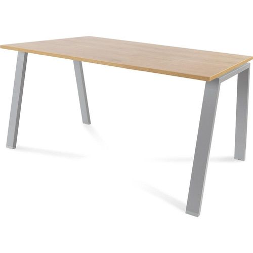8427951003904 - Schreibtisch BLANCA Höhe 740 mm Gestell A-Form BxT 1400 x 800 mm Eiche-Dekor   grau kaiserkraft