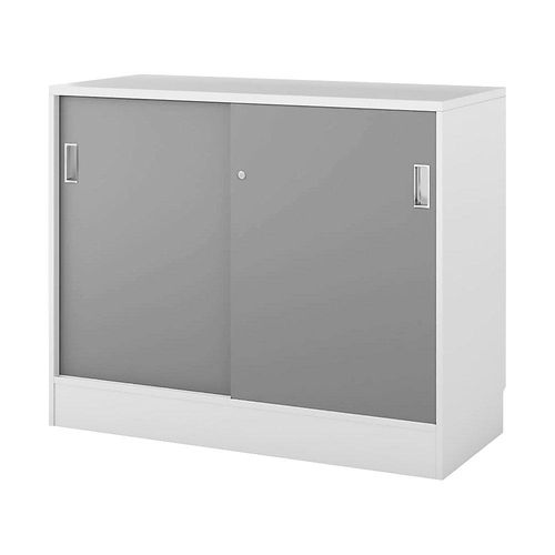 5905745101577 - Schrank Chicago mit Schiebetüren HxBxT 948 x 1215 x 400 mm weiß   lichtgrau kaiserkraft