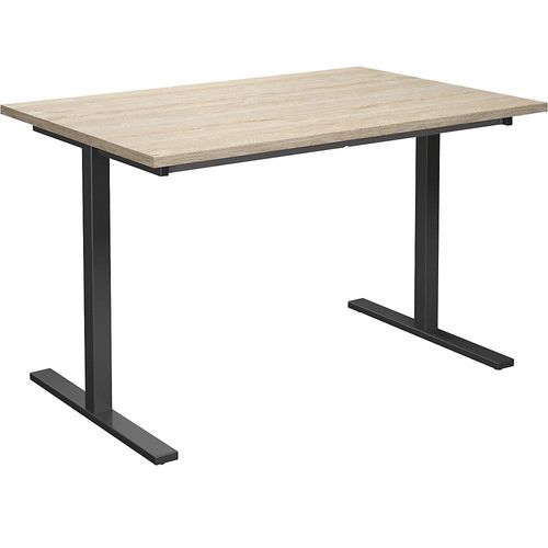 4061753263346 - Mehrzwecktisch DUO-T gerade Platte HxT 740 x 800 mm Breite 1200 mm Eiche schwarz kaiserkraft