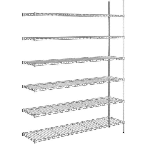 4061753091758 - Stahldraht-Gitterregal verchromt Fachlast 100 kg BxT 1520 x 460 mm Anbauregal Höhe 2180 mm 6 Fachböden kaiserkraft