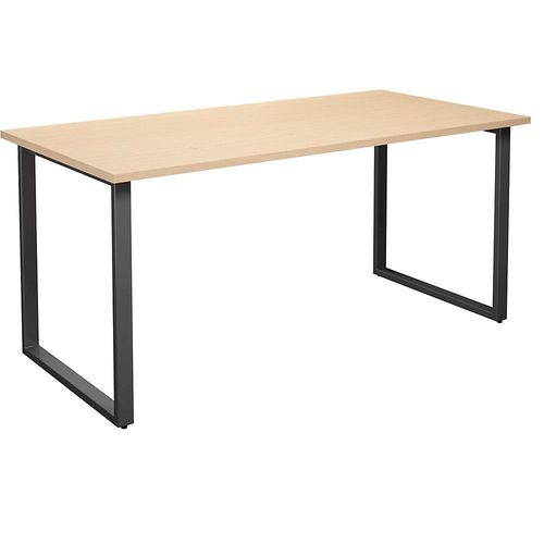 4061753262929 - Mehrzwecktisch DUO-O gerade Platte Tiefe 800 mm Breite 1600 mm Birke   schwarz kaiserkraft