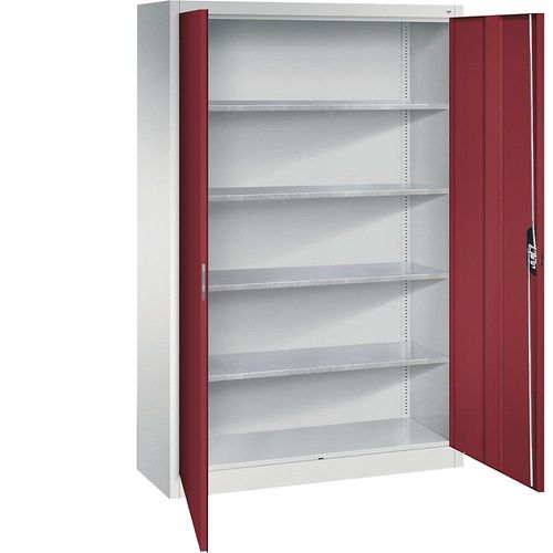 4069361437210 - Werkstatt-Flügeltürschrank HxBxT 1950 x 1200 x 400 mm lichtgrau   rubinrot C+P