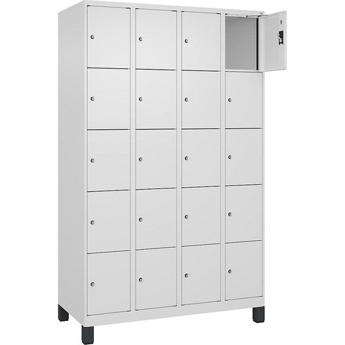 4068192018568 - 5er-Schließfachschrank Evolo PLUS 4 Abteile weiß B 1200 mm 20 Fächer mit breiten Füßen Zylinderschloss kaiserkraft