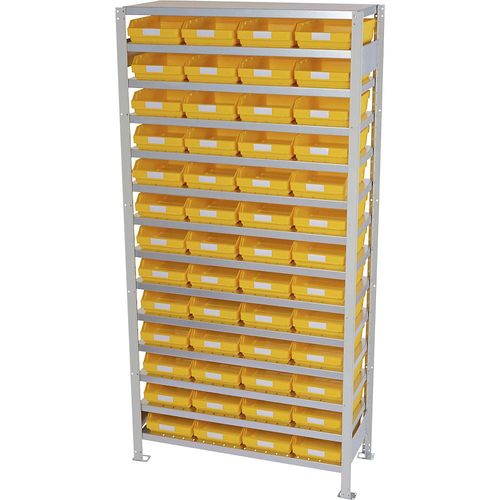 4250621501851 - Steckregal mit Regalkästen Regalhöhe 2100 mm Grundregal Tiefe 500 mm 52 Kästen gelb STEMO
