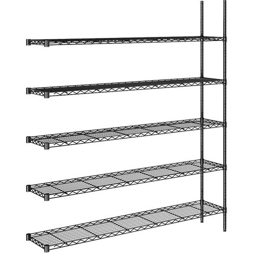 4061753091451 - Stahldraht-Gitterregal schwarz Fachlast 100 kg BxT 1520 x 360 mm Anbauregal Höhe 1880 mm 5 Fachböden kaiserkraft 4061753091451 - Stahldraht-Gitterregal schwarz Fachlast 100 kg BxT 1520 x 360 mm Anbauregal Höhe 1880 mm 5 Fachböden kaiserkraft