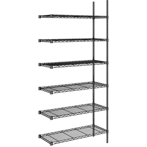 4061753091390 - Stahldraht-Gitterregal schwarz Fachlast 100 kg BxT 910 x 460 mm Anbauregal Höhe 2180 mm 6 Fachböden kaiserkraft