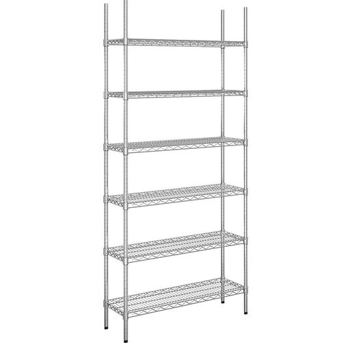 4061753092045 - Stahldraht-Gitterregal verchromt Fachlast 150 kg BxT 910 x 360 mm Grundregal Höhe 2180 mm 6 Fachböden kaiserkraft