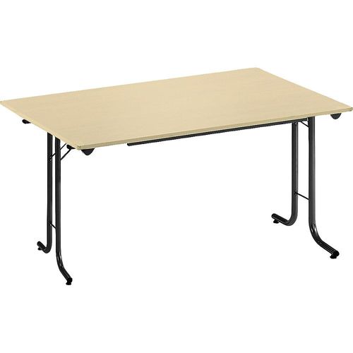 3700245508374 - Klapptisch mit abgerundeten Kanten Rundrohr-Gestell Plattenform rechteckig 1200 x 700 mm Gestell schwarz Platte Ahorn-Dekor kaiserkraft 3700245508374 - Klapptisch mit abgerundeten Kanten Rundrohr-Gestell Plattenform rechteckig 1200 x 700 mm Gestell schwarz Platte Ahorn-Dekor kaiserkraft