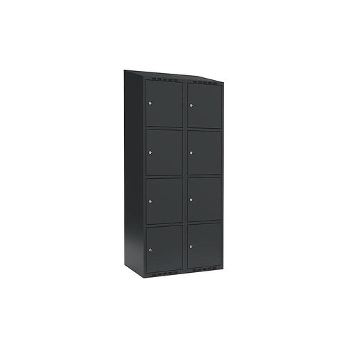 7042424847017 - 4er-Schließfachschrank Fydor 2 Abteile grau B 800 mm 2 Abteile schräge Dachform Zylinderschloss kaiserkraft