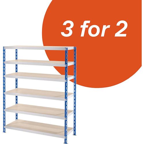 4061753271372 - Deal 3 für 2 Großfach-Steckregale mit Spanplatten-Böden BxT 1550 x 600 mm kaiserkraft