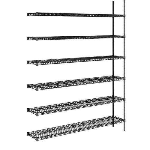 4061753091239 - Stahldraht-Gitterregal schwarz Fachlast 250 kg BxT 1520 x 360 mm Anbauregal Höhe 2180 mm 6 Fachböden kaiserkraft 4061753091239 - Stahldraht-Gitterregal schwarz Fachlast 250 kg BxT 1520 x 360 mm Anbauregal Höhe 2180 mm 6 Fachböden kaiserkraft