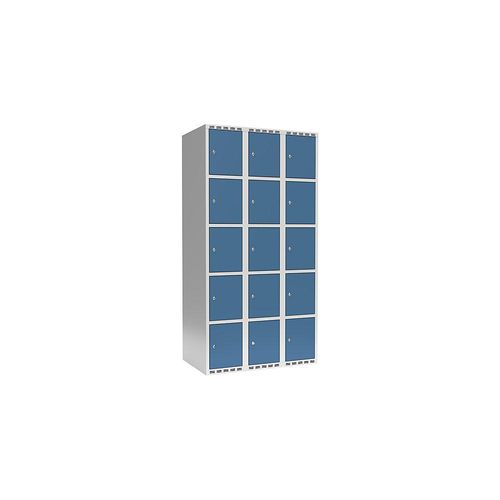 7042423799591 - 5er-Schließfachschrank Fydor 3 Abteile lichtgrau brillantblau B 900 mm 3 Abteile flache Dachform Zylinderschloss kaiserkraft 7042423799591 - 5er-Schließfachschrank Fydor 3 Abteile lichtgrau brillantblau B 900 mm 3 Abteile flache Dachform Zylinderschloss kaiserkraft