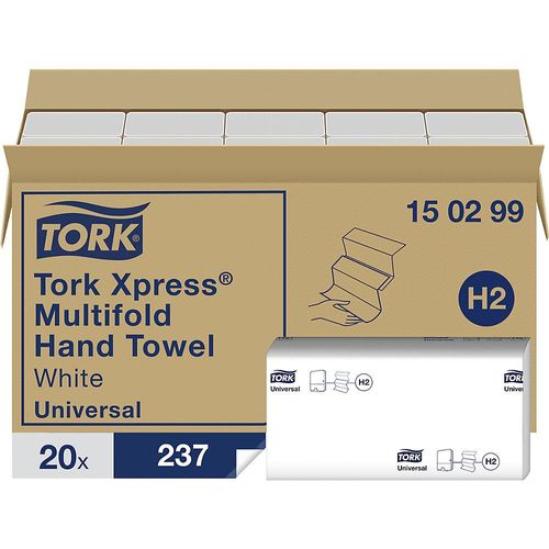 7322540723687 - Tork® Xpress Handtuch Multifold Universal 150299 2-lagig Einzeltuchentnahme mit Prägung 20 Pack á 237 Stück (4740 Tücher) weiß
