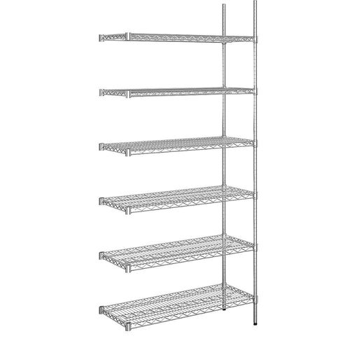 4061753092199 - Stahldraht-Gitterregal verchromt Fachlast 250 kg BxT 910 x 460 mm Anbauregal Höhe 2180 mm 6 Fachböden kaiserkraft