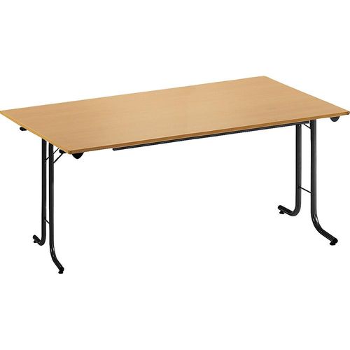 3700245508237 - Klapptisch mit abgerundeten Kanten Rundrohr-Gestell Plattenform rechteckig 1400 x 700 mm Gestell schwarz Platte Buche-Dekor kaiserkraft 3700245508237 - Klapptisch mit abgerundeten Kanten Rundrohr-Gestell Plattenform rechteckig 1400 x 700 mm Gestell schwarz Platte Buche-Dekor kaiserkraft