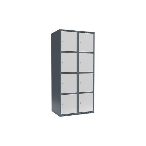 7042424853278 - 4er-Schließfachschrank Fydor 2 Abteile blaugrau   lichtgrau B 800 mm 2 Abteile flache Dachform Zylinderschloss kaiserkraft