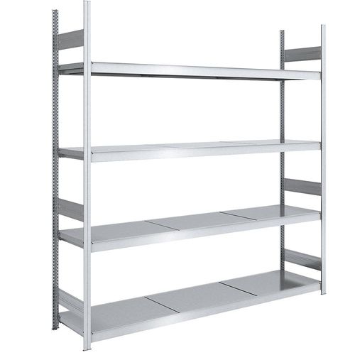 4250623703987 - Großfach-Steckregal verzinkt Boden-BxT 2250 x 600 mm Grundregal 4 Stahlböden Höhe 2500 mm hofe